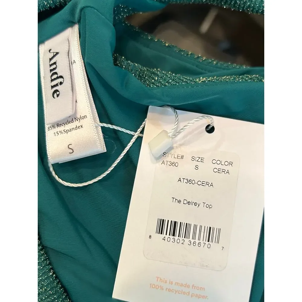 Andie Swim Delrey Bikini Top in Turquoise S NWT